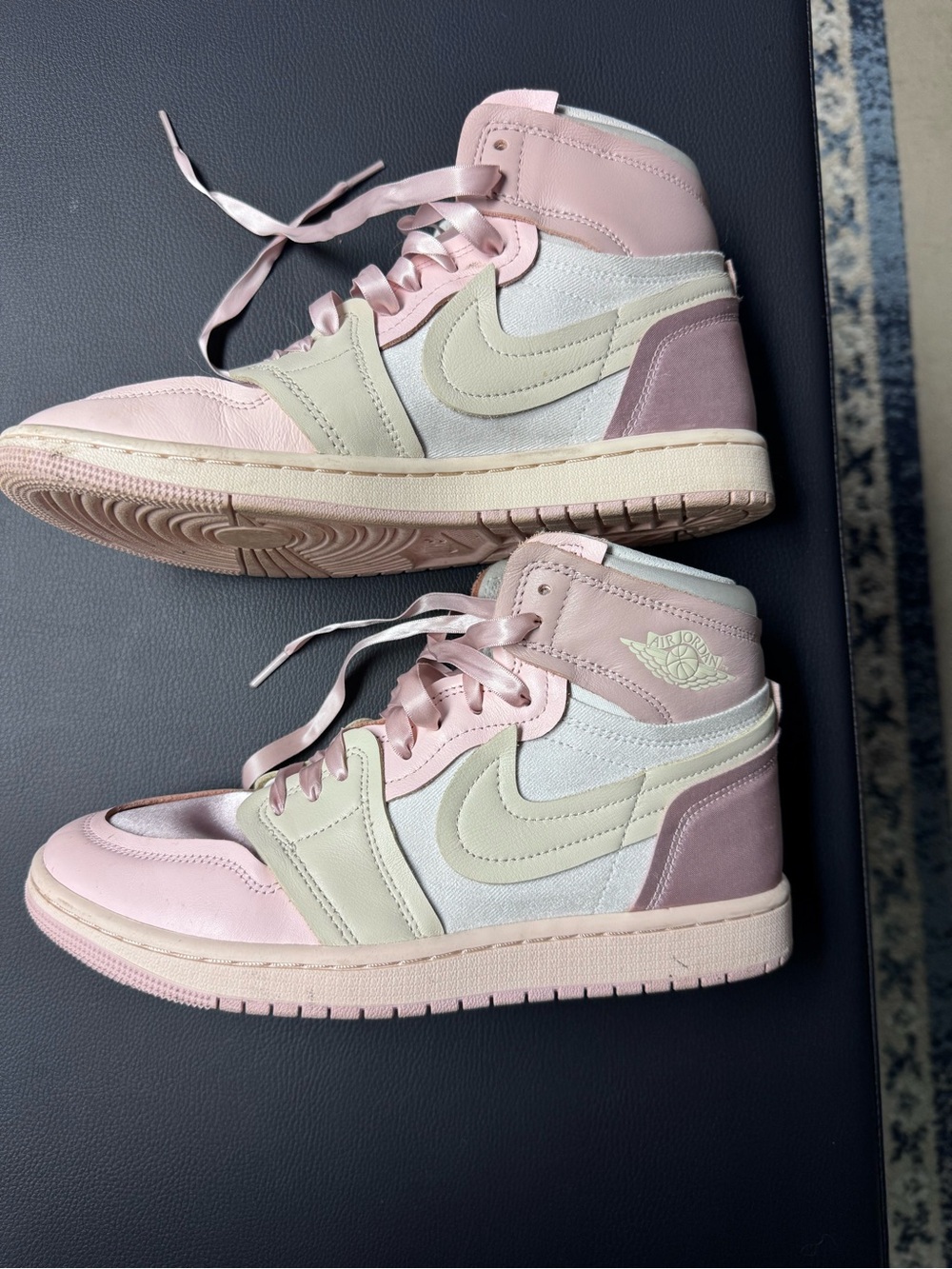 Nike Air Jordan pink satin High-Top Sneakers - Light Pink & Cream - Picture 5 of 8